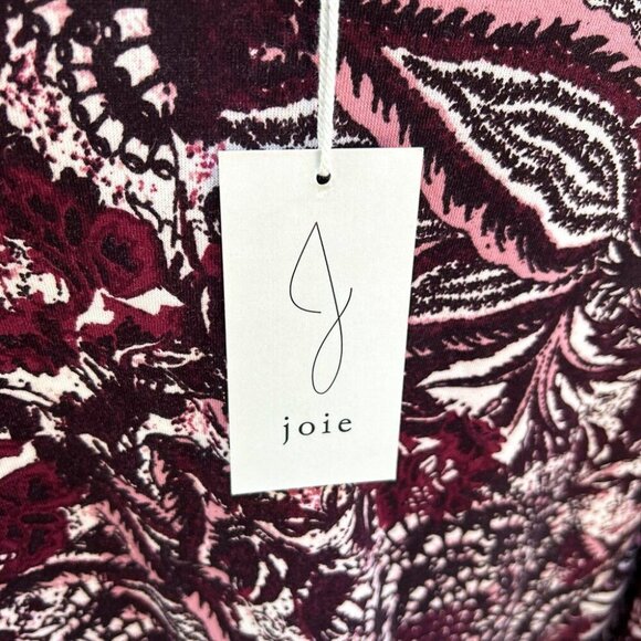 NWT Joie Womens M Burgundy Caleigh Floral Paisley Sweatshirt Crop Cotton - Picture 12 of 13
